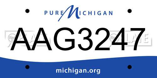 AAG3247 Michigan License Plate