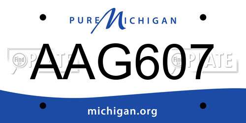 AAG607 Michigan License Plate