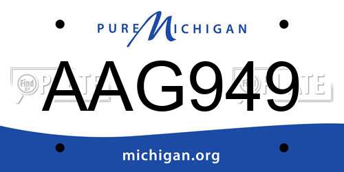 AAG949 Michigan License Plate