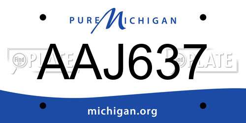 AAJ637 Michigan License Plate