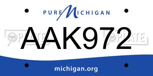 AAK972 Michigan License Plate