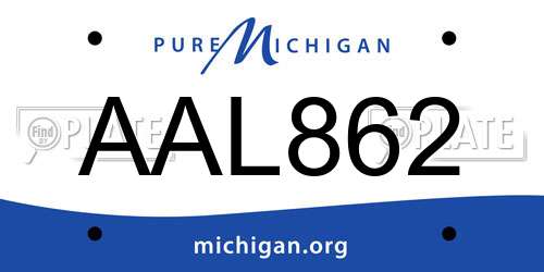 AAL862 Michigan License Plate