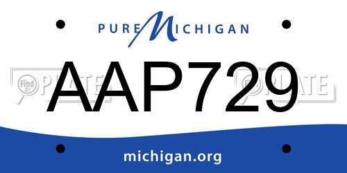 AAP729 Michigan License Plate