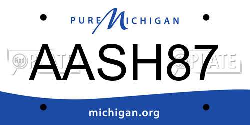 AASH87 Michigan License Plate