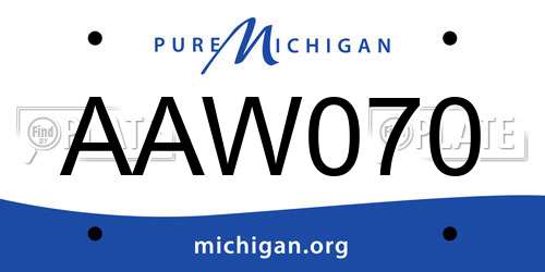 AAW070 Michigan License Plate