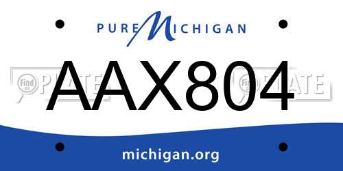 AAX804 Michigan License Plate