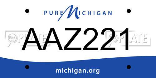 AAZ221 Michigan License Plate