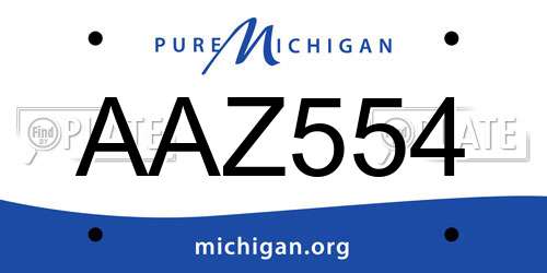 AAZ554 Michigan License Plate