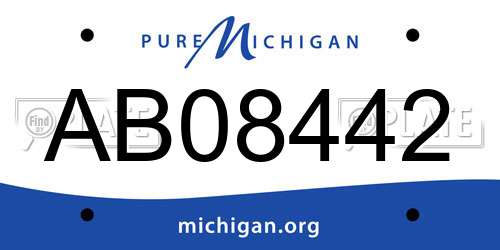 AB08442 Michigan License Plate