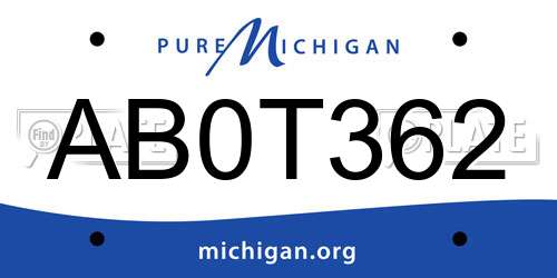 AB0T362 Michigan License Plate