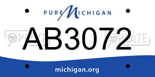 AB3072 Michigan License Plate