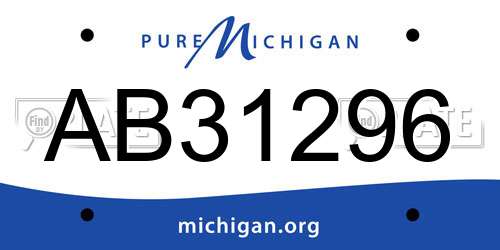 AB31296 Michigan License Plate