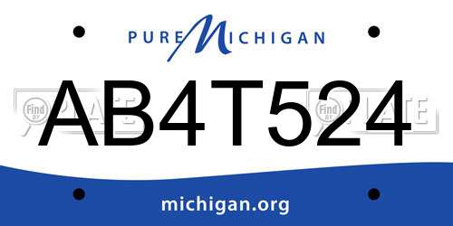 AB4T524 Michigan License Plate