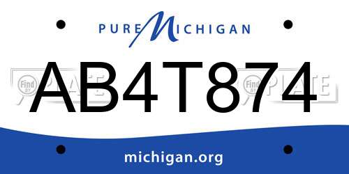 AB4T874 Michigan License Plate
