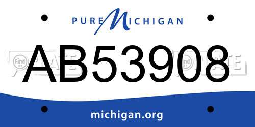 AB53908 Michigan License Plate