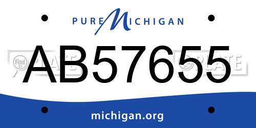 AB57655 Michigan License Plate