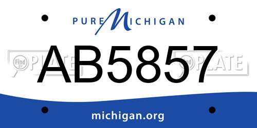 AB5857 Michigan License Plate
