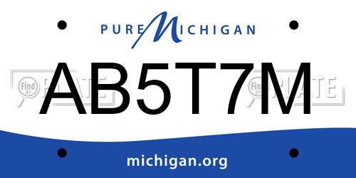 AB5T7M Michigan License Plate