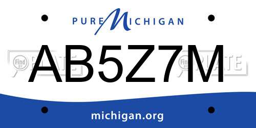 AB5Z7M Michigan License Plate