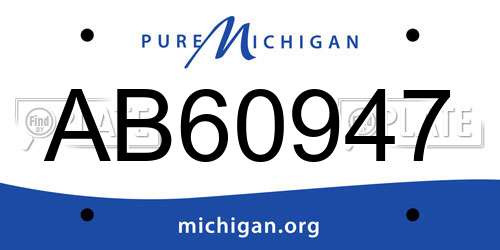 AB60947 Michigan License Plate