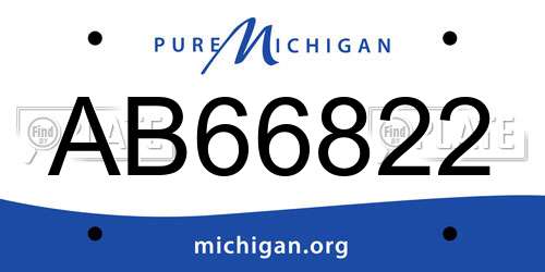 AB66822 Michigan License Plate