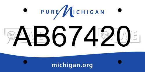 AB67420 Michigan License Plate