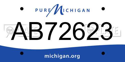 AB72623 Michigan License Plate