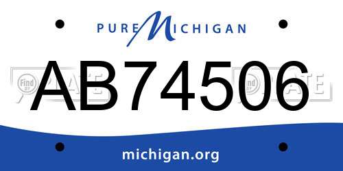 AB74506 Michigan License Plate