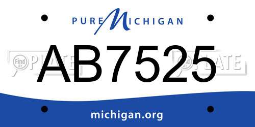 AB7525 Michigan License Plate
