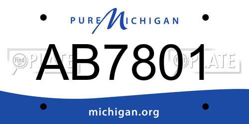 AB7801 Michigan License Plate