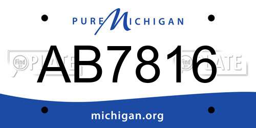 AB7816 Michigan License Plate
