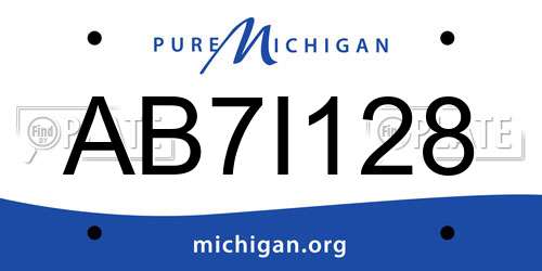 AB7I128 Michigan License Plate