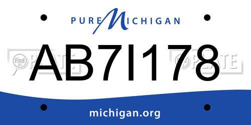 AB7I178 Michigan License Plate