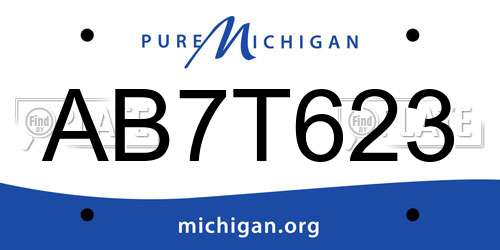 AB7T623 Michigan License Plate