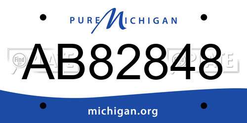 AB82848 Michigan License Plate