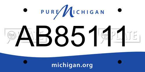 AB85111 Michigan License Plate