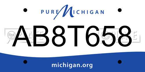 AB8T658 Michigan License Plate