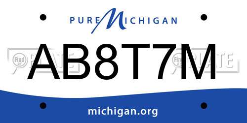 AB8T7M Michigan License Plate