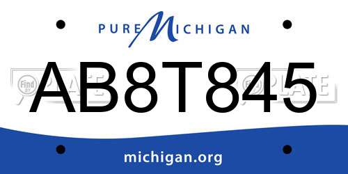 AB8T845 Michigan License Plate