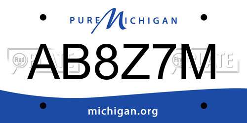 AB8Z7M Michigan License Plate