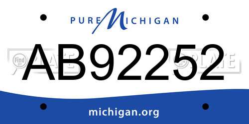 AB92252 Michigan License Plate