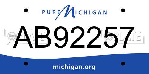 AB92257 Michigan License Plate