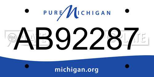 AB92287 Michigan License Plate