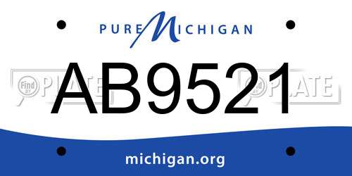 AB9521 Michigan License Plate