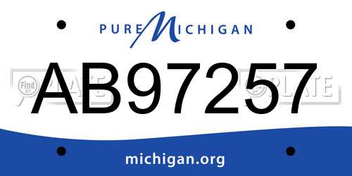AB97257 Michigan License Plate