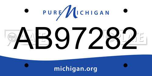 AB97282 Michigan License Plate
