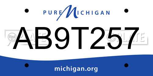 AB9T257 Michigan License Plate