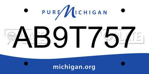 AB9T757 Michigan License Plate