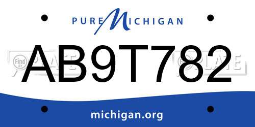 AB9T782 Michigan License Plate