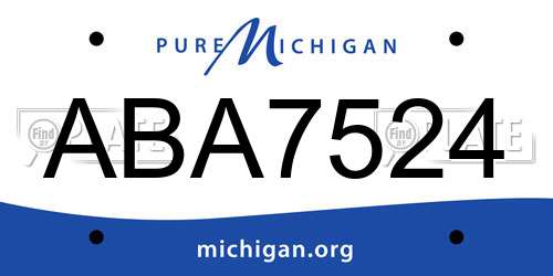 ABA7524 Michigan License Plate